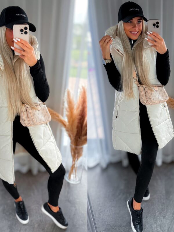 Beež tepitud soe vest naistele