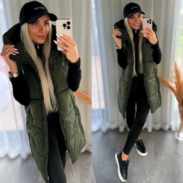 Khaki tepitud soe vest naistele