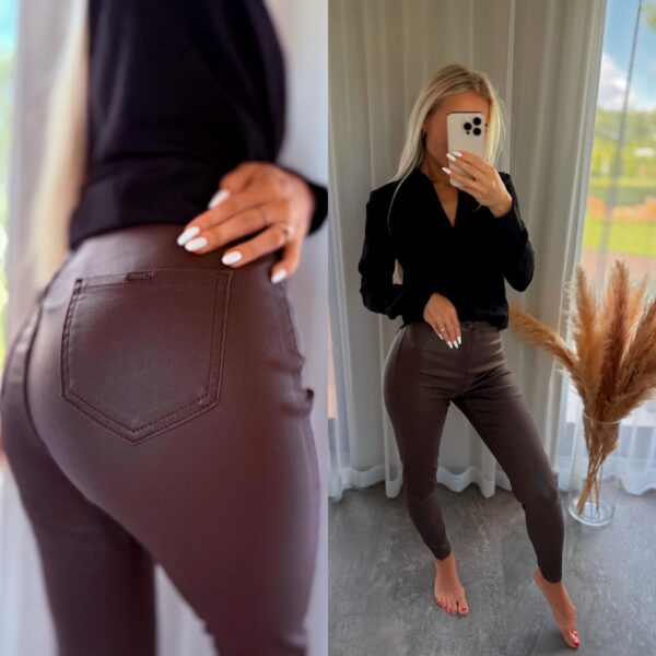 Mattnahksed püksid naistele - tumepruun