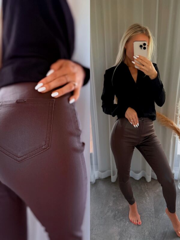 Mattnahksed püksid naistele - tumepruun