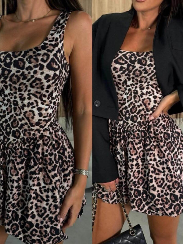 Leopardimustriga vabaaja kleit naistele