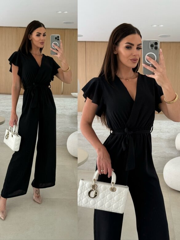 Vööga must naiste pükskostüüm