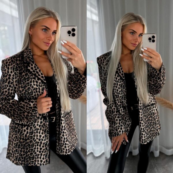 Leopardimustriline oversized pintsak