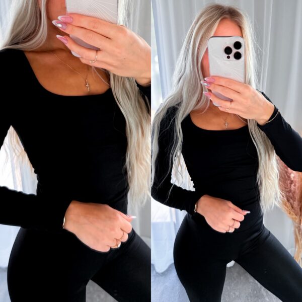 VDR-VD1773-BLK Must pikkade varrukatega pluus