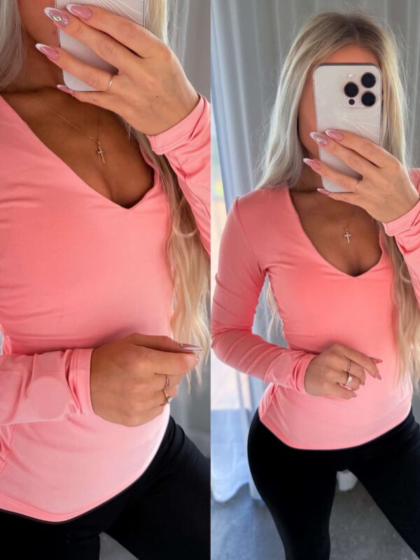 Roosa pikkade varrukatega pluus